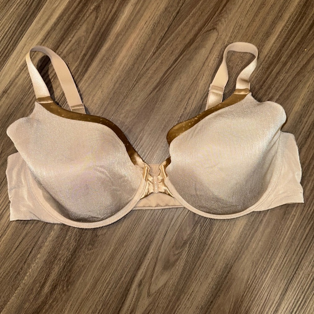 Vanity Fair Full Coverage Bra front clasp Smoothing Back Support Beige‎ Bra 40D